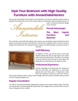 Style Your Bedroom with High Quality Furniture with AnnanDaleInteriors