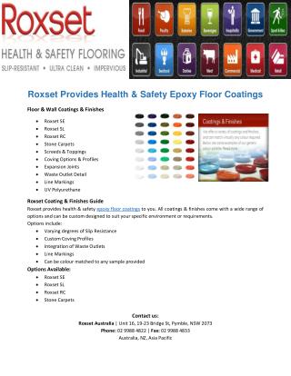 Roxset Provides Health & Safety Epoxy Floor Coatings