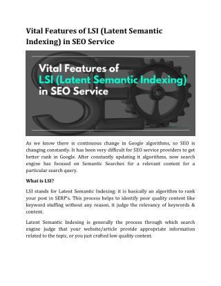 Vital Features of LSI (Latent Semantic Indexing) in SEO Service