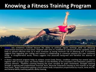 Knowing a Fitness Training Program