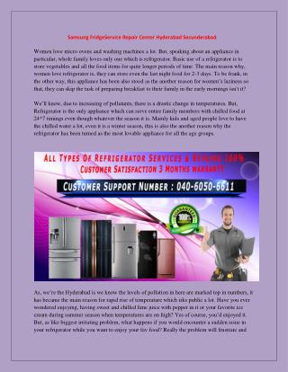 Samsung FridgeService Repair Center Hyderabad Secunderabad