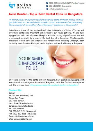 Top & Best Dental Clinic in Bangalore - Axiss Dental