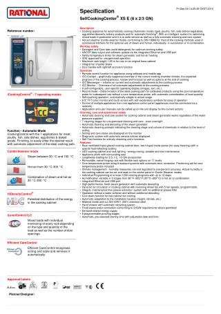 Commercial Kitchen Equipment - Self Cooking Center XS E