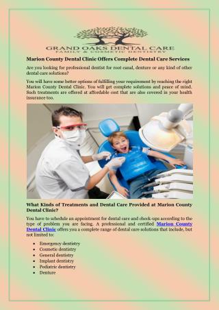 Marion County Dental Clinic Offers Complete Dental Care Services