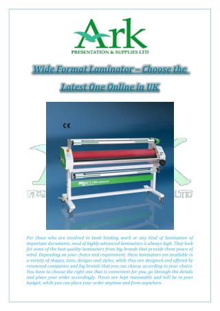 Wide Format Laminator – Choose the Latest One Online in UK