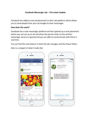 Facebook Messenger ads – The Latest Update