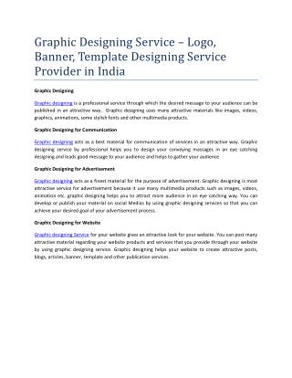 Graphic Designing Service – Logo, Banner, Template Designing Service Provider in India