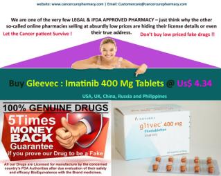 Buy Gleevec : Imatinib 400 Mg Tablets @ Us$ 4.34