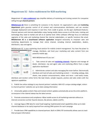 Megastream X2 - Sales enablement for B2B marketing