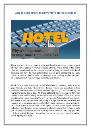 Why it's Important to Drive More Hotel Bookings