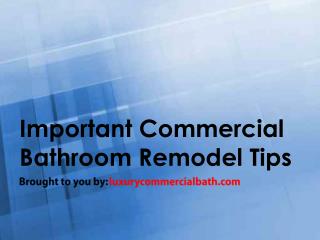 Important Commercial Bathroom Remodel Tips