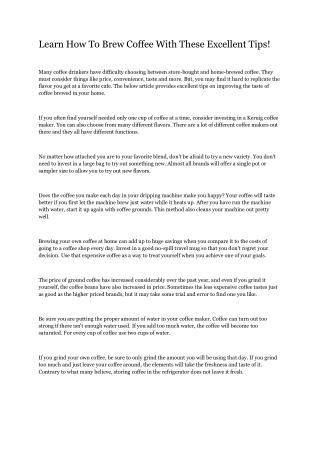 What You Ought To Know About Coffee