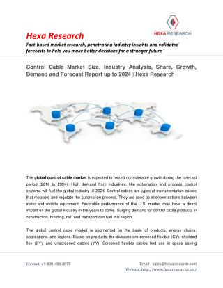 Control Cable Market to Exhibit Substantial Growth by 2024 | Hexa Research