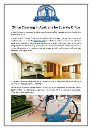 Office Cleaning in Australia by Sparkle Office