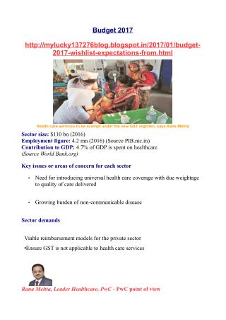 Budget 2017 wishlist: Expectations from the healthcare sector