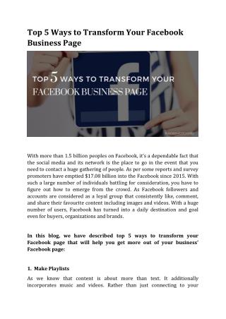 Top 5 Ways to Transform Your Facebook Business Page