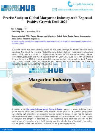 Global Margarine Industry In-Depth Investigation and Market Report