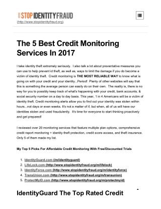 Credit Monitoring & Identity Theft Protection Reviews