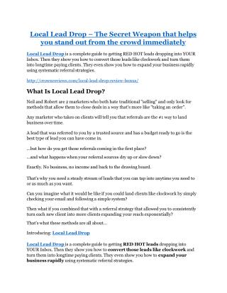 Local Lead Drop TRUTH review and EXCLUSIVE $25000 BONUS