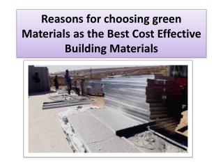 Best Cost Effective Building Materials
