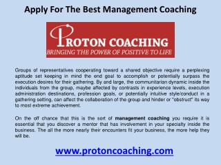 Apply for the best management coaching