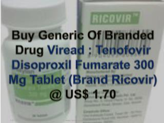 Buy Tenofovir 300 Mg Tablet (Brand Ricovir) @ Us$ 1.70
