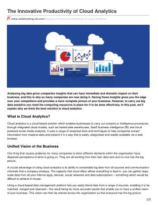 The Innovative Productivity of Cloud Analytics