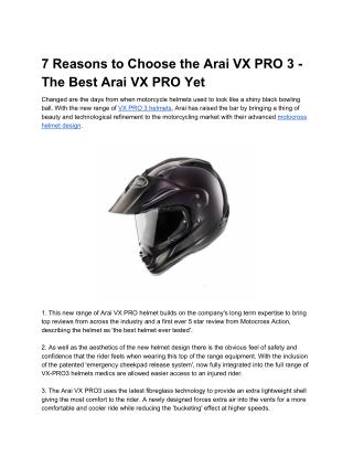 7 Reasons to Choose the Arai VX PRO 3 - The Best Arai VX PRO Yet