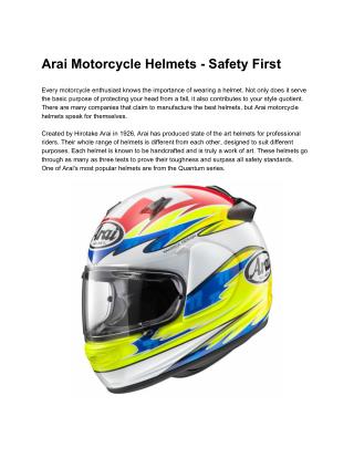Arai Motorcycle Helmets-Safety First