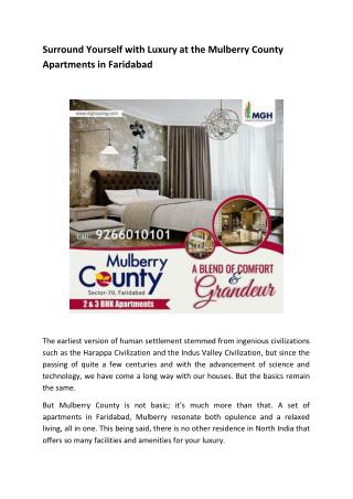 Surround Yourself with Luxury at the Mulberry County Apartments in Faridabad