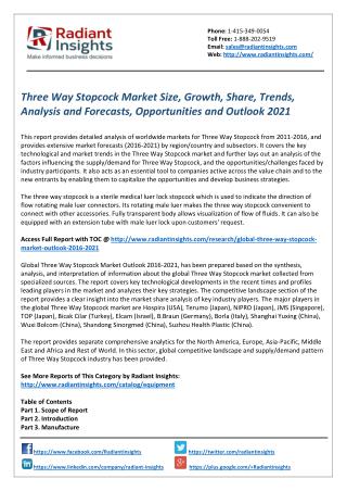 Three Way Stopcock Market Trends, Analysis and Outlook 2021 by Radiant Insights