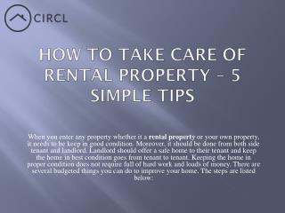 How to Take care of rental property – 5 Simple Tips