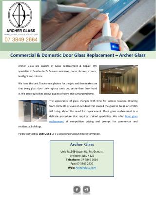 Commercial & Domestic Door Glass Replacement – Archer Glass