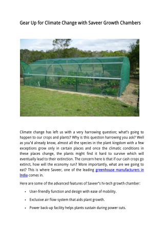 Gear Up for Climate Change with Saveer Growth Chambers