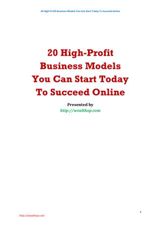 20 High-Profit Business Models You Can Start Today To Succeed Online