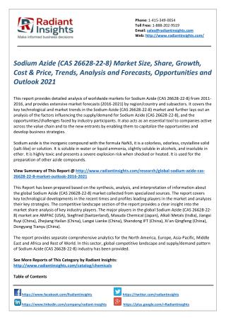 Sodium Azide (CAS 26628-22-8) Market Size, Cost & Price, Analysis and Opportunities 2021