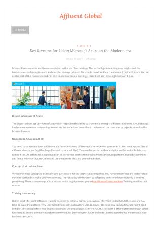 Key Reasons for Using Microsoft Azure in the Modern era