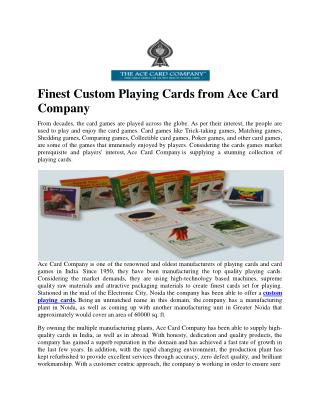 Finest Custom Playing Cards from Ace Card Company