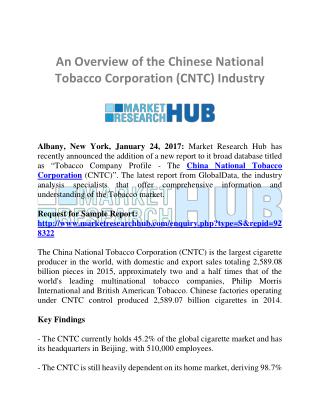 An Overview of the Chinese National Tobacco Corporation (CNTC) Industry