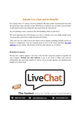 Joleado Live Chat and Its Benefits