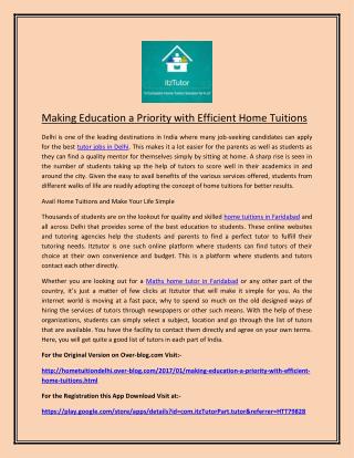 Making Education a Priority with Efficient Home Tuitions