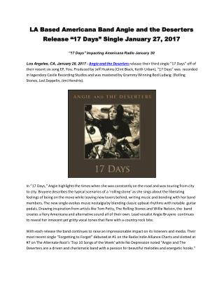 LA Based Americana Band Angie and the Deserters Release “17 Days” Single January 27, 2017