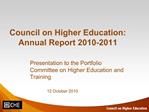 Council on Higher Education: Annual Report 2010-2011
