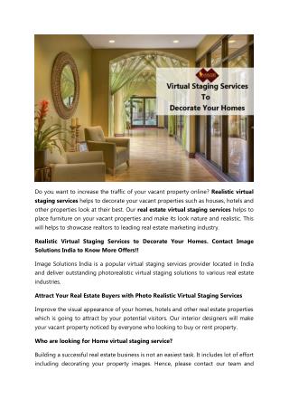 Best Virtual Staging Services to Realtors | Photo Realistic Virtual Staging to your Homes