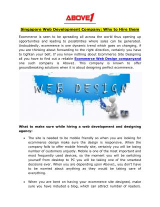 Singapore Web Development Company: Why to Hire them
