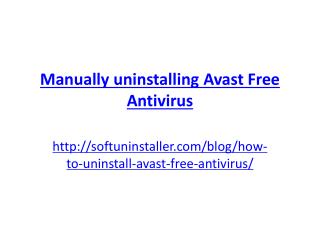 Manually Uninstalling Avast Free Antivirus