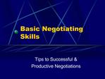 Basic Negotiating Skills