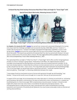 LA Based Hip-Hop Artist Souleye Announces New Music Video and Single for “Snow Angel” with Special Guest Alanis Morisset