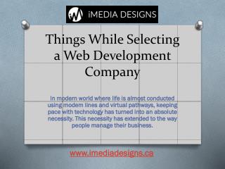 Things While Selecting a Web Development Company