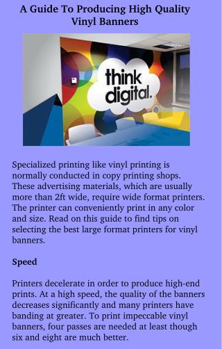 A Guide To Producing High Quality Vinyl Banners